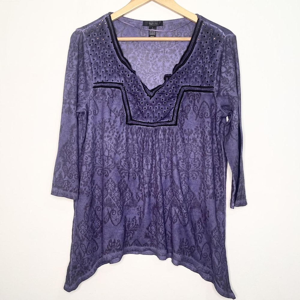 Vintage Y2K purple witchy boho flowy blouse